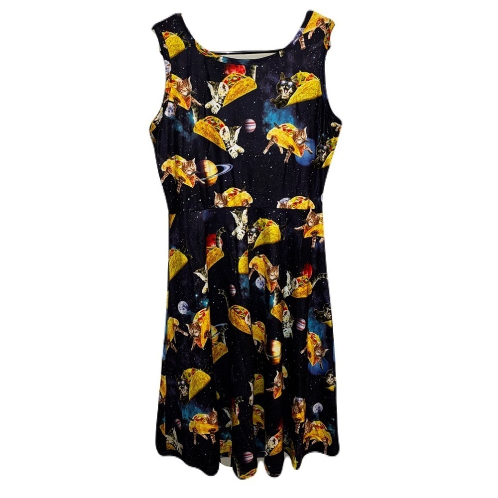 💰Galaxy Space Cats Taco Sleeveless new Sz M
Scoop Neck A Line Midi Dress whimsy - Picture 2 of 5